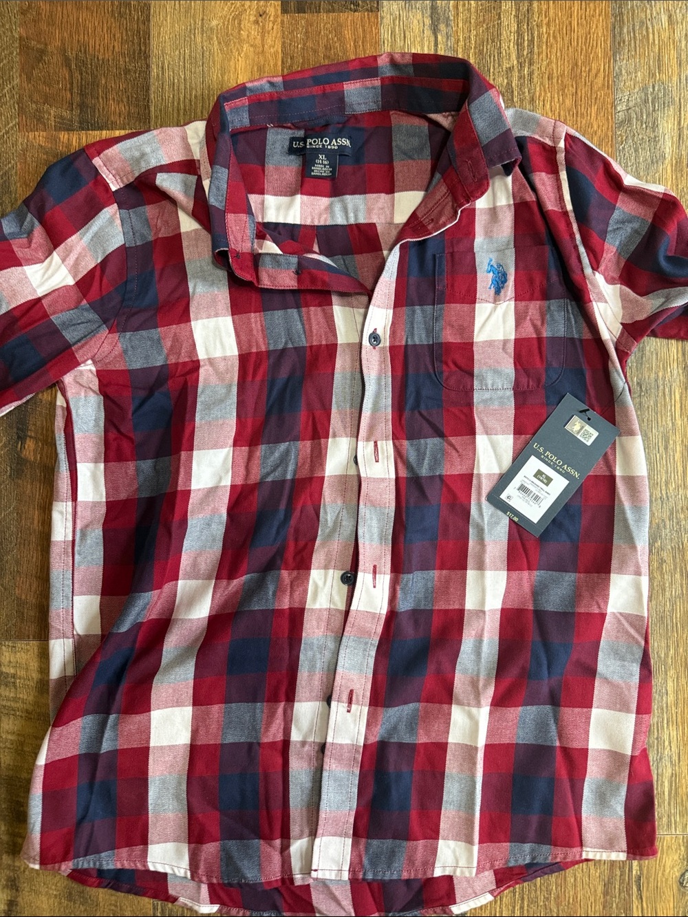 U.S. Polo Assn. Boys  Red Plaid Button-Down Shirt